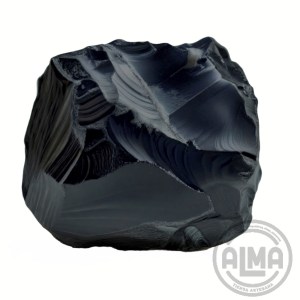 Obsidiana en bruto con logo